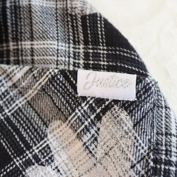 Justice Flowered Plaid and floral button up Size L - Picture 3 of 9